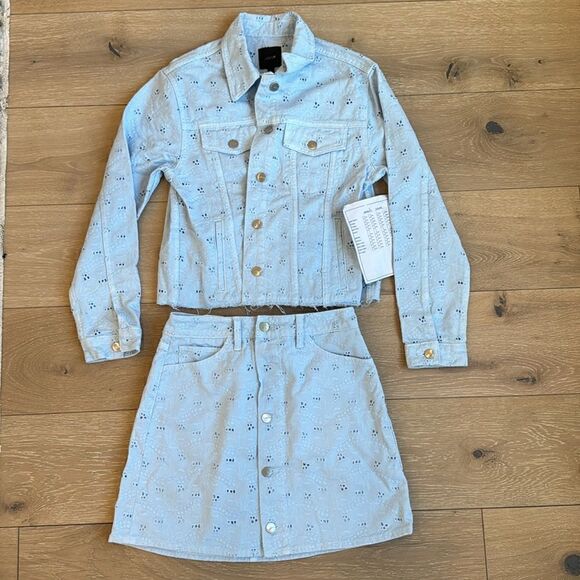 Joe’s The Boyfriend Denim Jacket  & Mini skirt set in Broderie wash - Picture 1 of 12